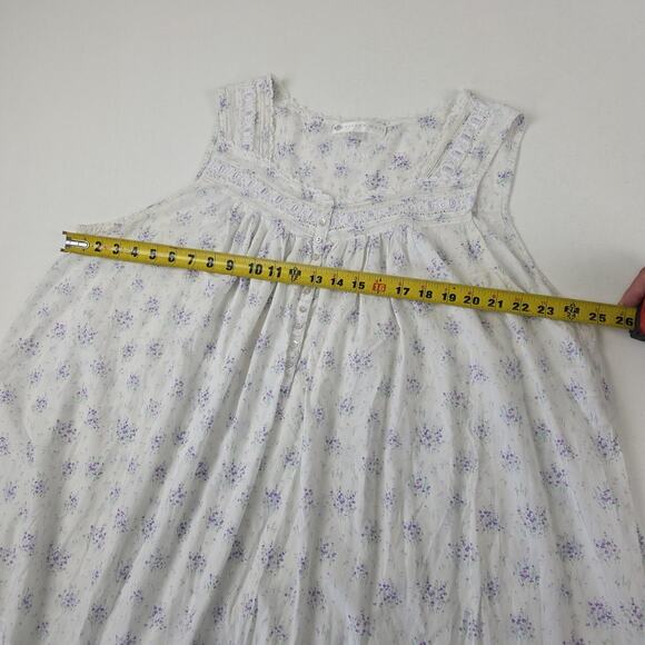 Eileen West Nightgown Womens 2X Sleeveless Lace Trim Floral Pajama Sleepwear - Picture 7 of 10